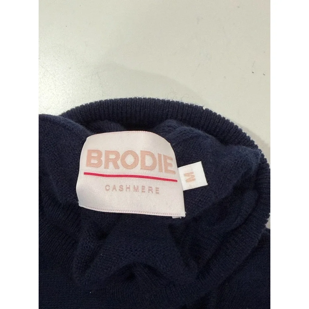 Brodie Cashmere Mens Navy Blue Merino Wool Cashmere Turtleneck Sweater Size M